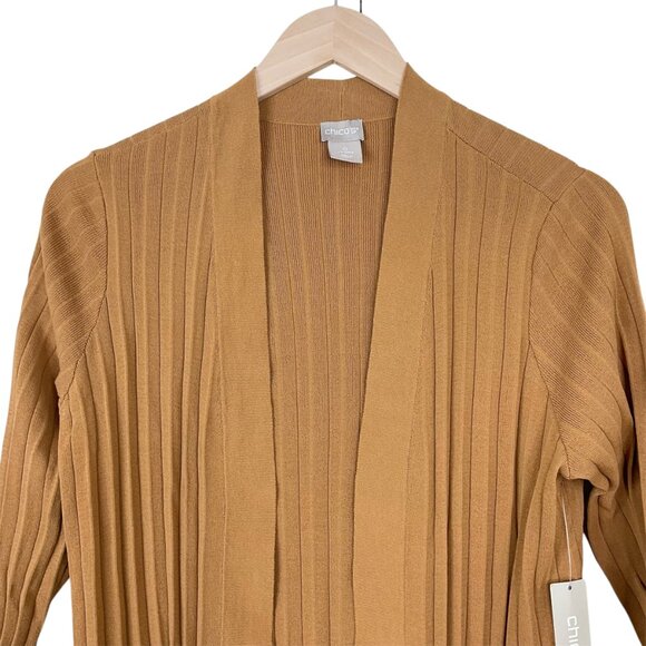 Chico's Maxi Pleated Open Front Cardigan Longline Sized Small - Picture 2 of 5